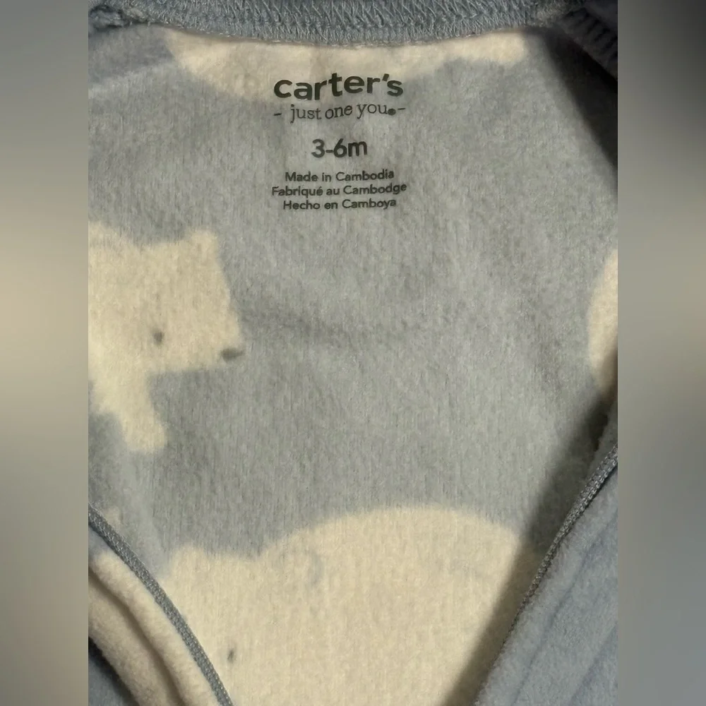 Carter's Gray and Cream Sleep Sacks with Sloth Pattern New without label